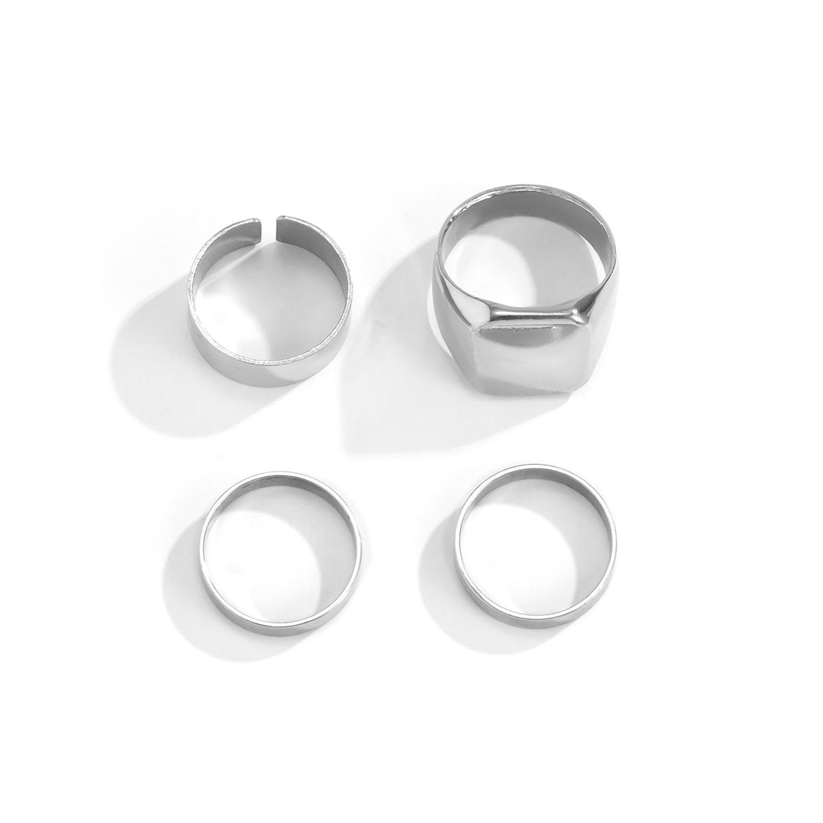 Hip Hop Trend Metal Glossy Men's Ring Set Fashion Retro Design Sensitive Ring Ring