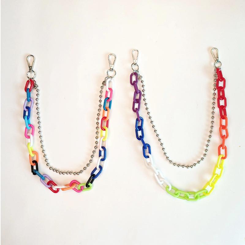 Ins street net red waist chain candy color resin pants chain ornaments retro trend pendant double chain female