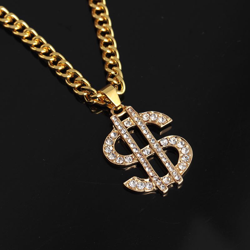 Hip-hop HIPHOP night exaggerated diamond dollar necklace dollar symbol pendant jewelry