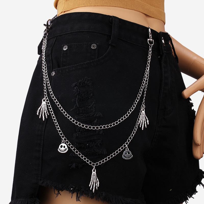 Punk Colorful Acrylic Alien Pendant Waist Chain Hip Hop Trend Metal Accessories Pants Chain