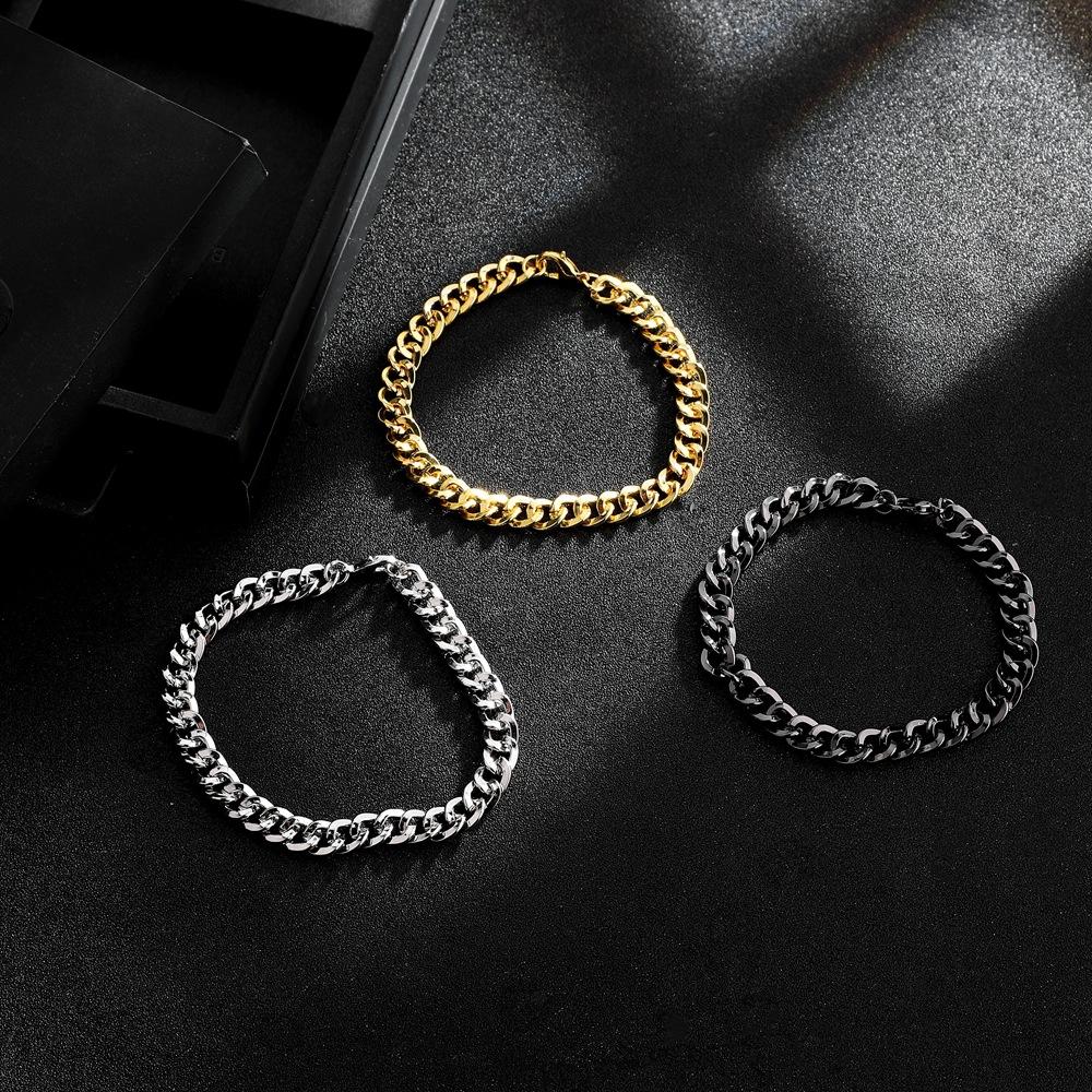 Grid 2. Double Buckle Grinding Chain Bracelet Men's Night Hip-Hop Metal Bracelet Jewelry