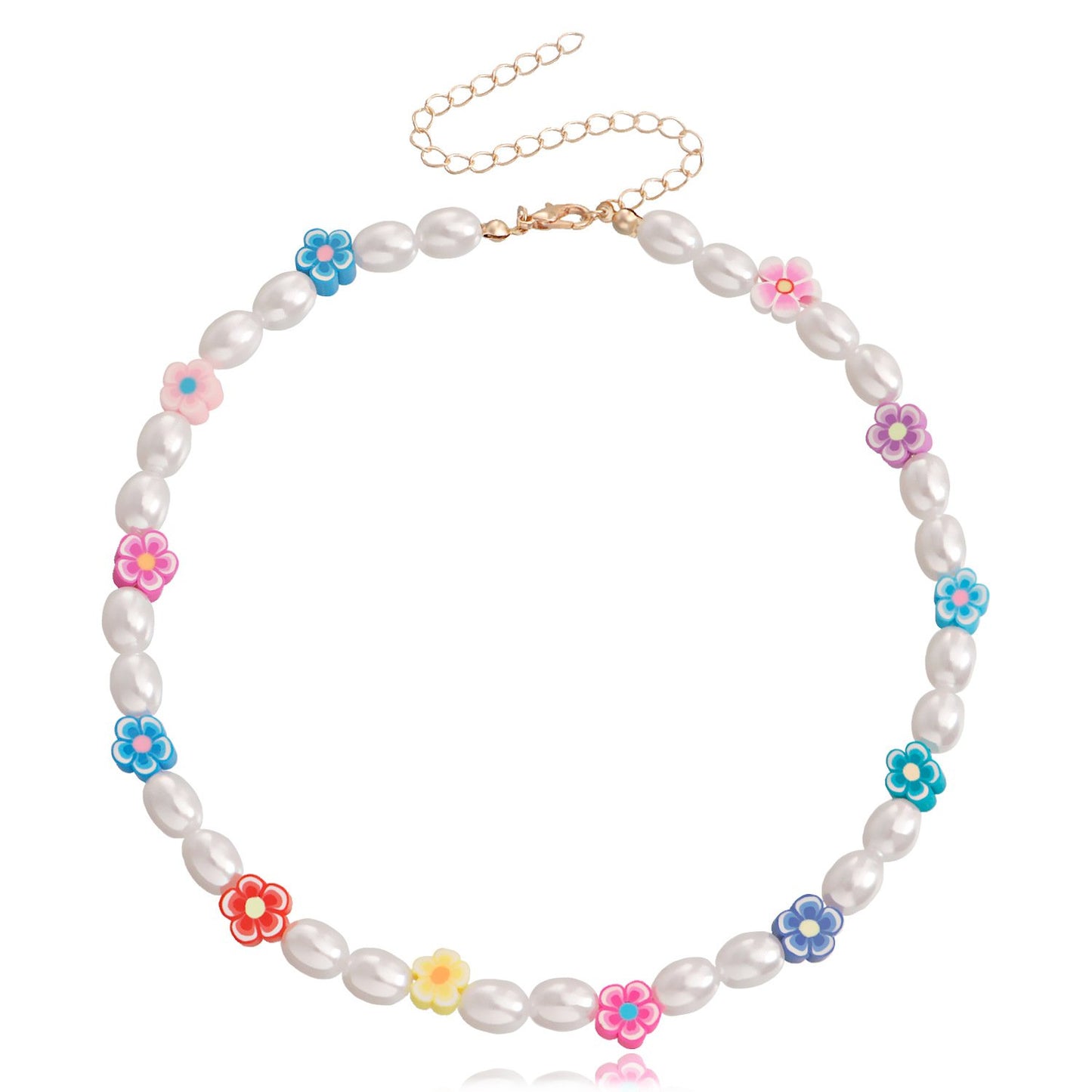 Jewelry acrylic pearl creative simple ladies necklace ins soft pottery flower pendant
