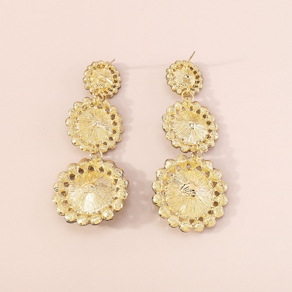 E1856 Light luxury long rhinestone earrings ZA palace French personality retro dinner earrings for women