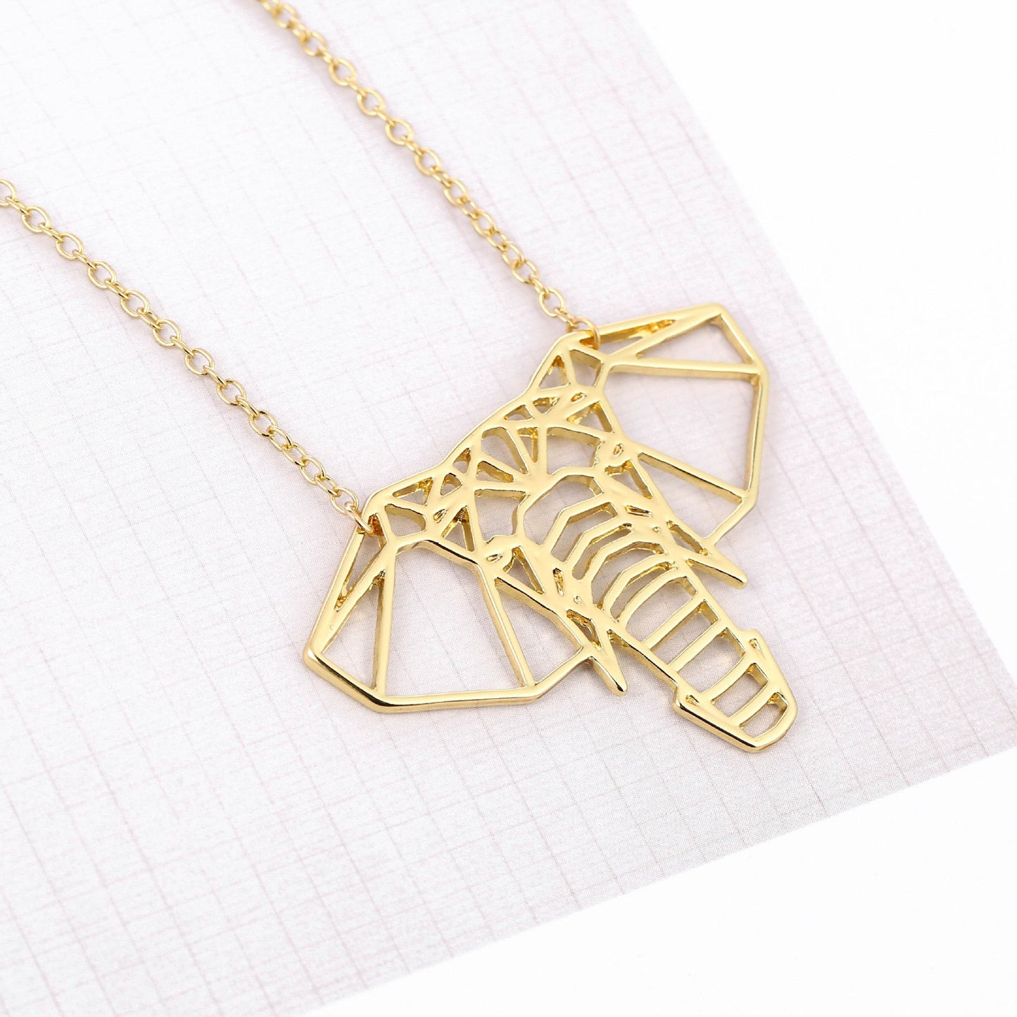 Hollow Elephant Head Necklace Female Lucky Elephant Pendant Necklace