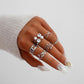 Fashion Retro Butterfly Love Snake Spring Pearl Multi-Piece Ring Set Six-Piece Set Ladies Jewelry