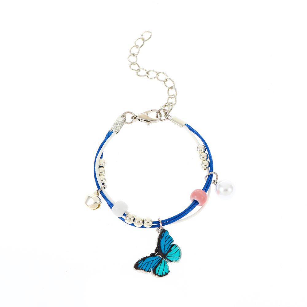 Ins Blue Butterfly Bracelet Female Fashion Temperament Mori Super Fairy Woven Butterfly Bracelet Girlfriend Bracelet