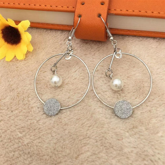 Long Geometric Frosted Imitation Pearl Earrings Internet Celebrity Live Pet Fan Gift