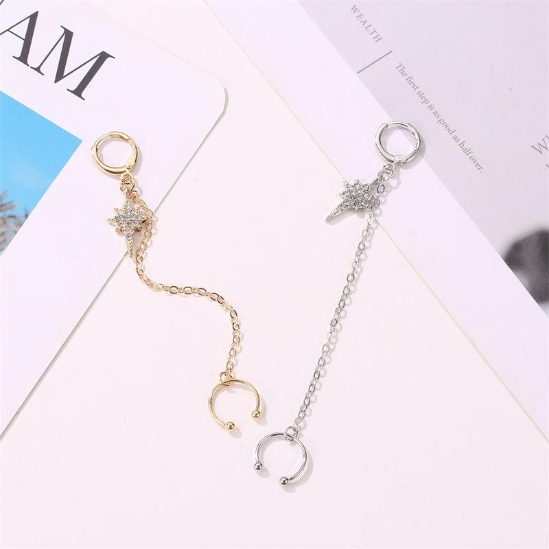 EarringsFashion Tassel Star EarringsLong EarringsWomen's street photography trendy people diamond-encrusted personalized ear bone clip