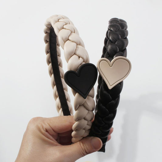 F354 braided headband PU texture twist braid creative hair accessories resin love small fresh headband