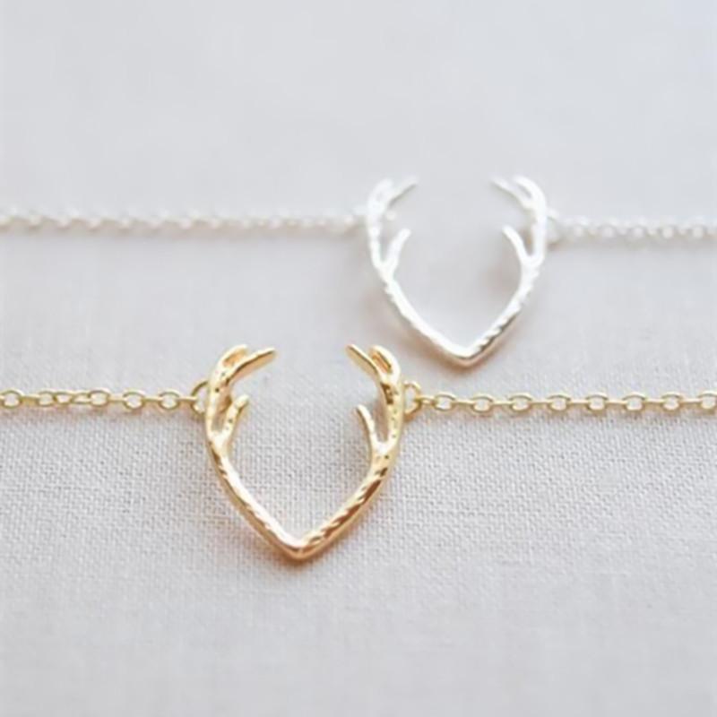 Simple popular jewelry explosive elk horn alloy necklace short clavicle chain