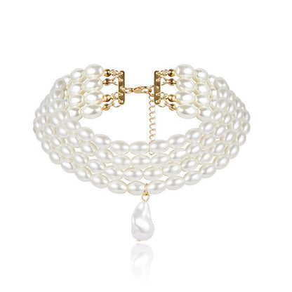 Retro Elegant Hepburn Multi-layer Pearl Necklace Shaped Necklace Female Collar Choker Choker Necklace Clavicle Chain Female