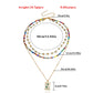 Jewelry Bohemian double-layer colored rice beads turquoise necklace female geometric trendy matching accessories
