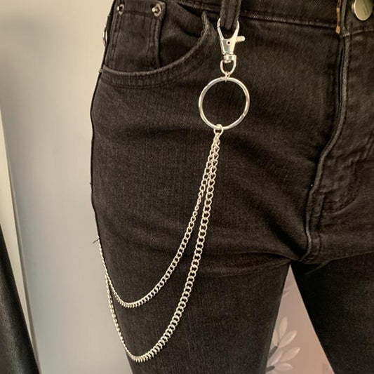 Hip-hop punk metal ring pants chain stage performance waist chain jeans pants chain accessories pendant