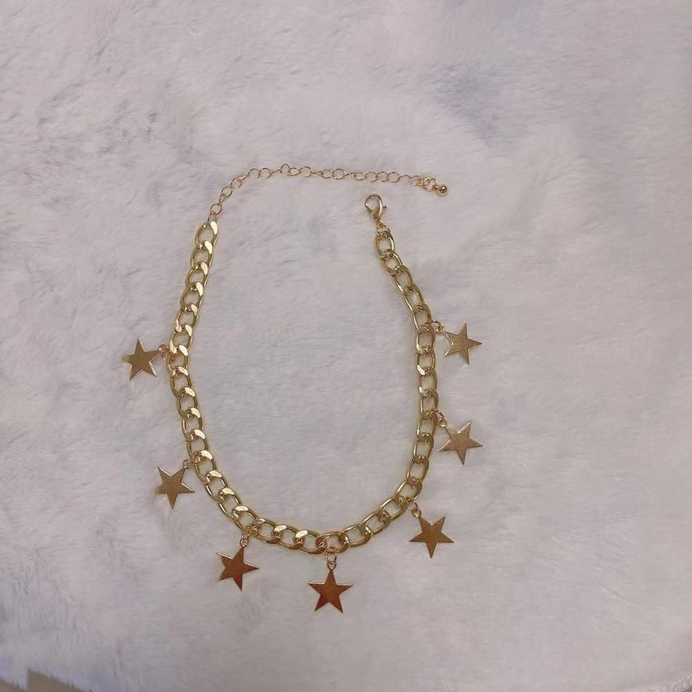 Explosive jewelry hip-hop light luxury all-match street style necklace copper five-pointed star pendant necklace