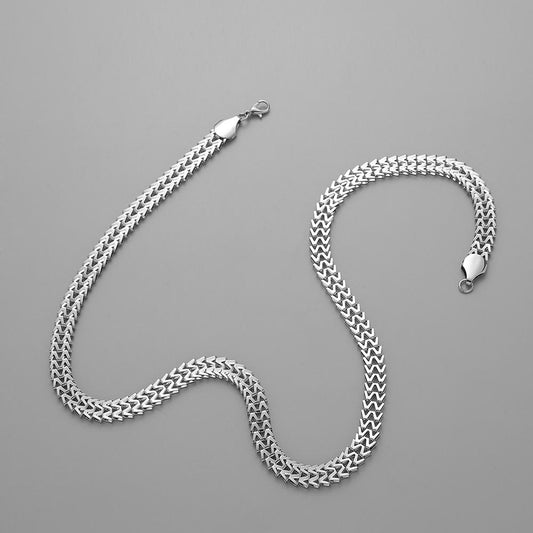 Fashion Men's Flat Snake W-shaped Chain Punk Trend Personality Versatile Simple Silver Necklace