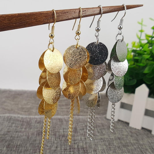 Punk Rock Ear Jewelry Exaggerated Earrings Disc Tassel Earrings Versatile Clothing Accessories