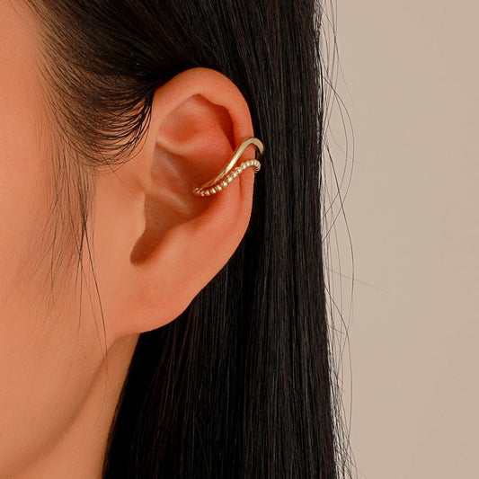 Retro gold geometric ear clip female ins simple fashion niche design no ear piercing ear bone clip earrings