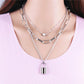 Jewelry Personality Punk Geometric Necklace Sweater Chain Female Simple Lock Shape Multilayer Peach Heart Necklace Female
