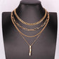 Creative twisted metal rod tassel multi-layer set chain stacked cross chain sweet cool necklace
