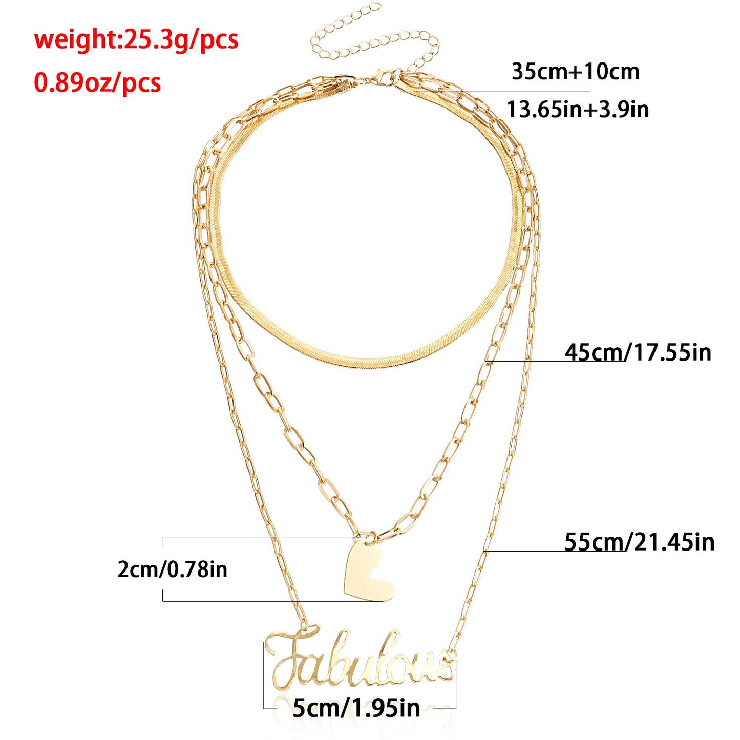 Ins trend multi-layered necklace female niche design sense geometric love wild letter creative jewelry