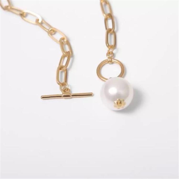 Jewelry Retro Metal Chain OT Buckle Imitation Pearl Pendant Necklace Female Creative Necklace Jewelry