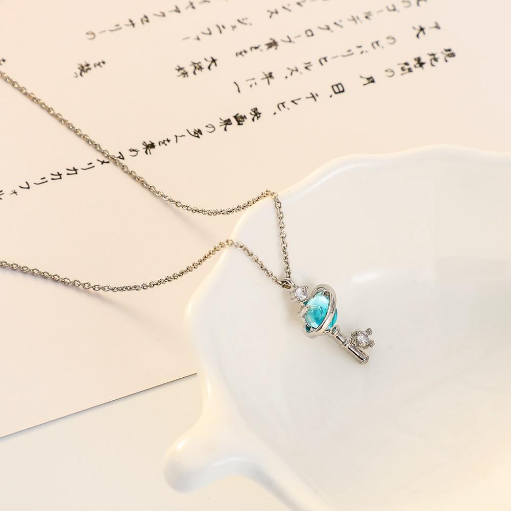 ins personality planet fantasy planet universe key blue crystal necklace necklace jewelry female