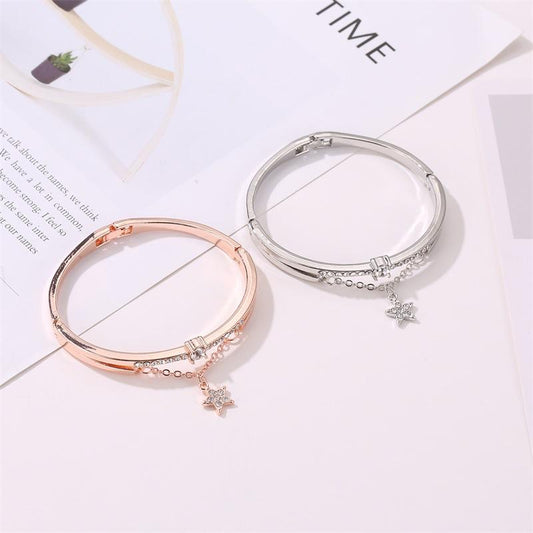 Bracelet rose gold five-pointed star diamond metal women's bracelet literary student bracelet jewelry