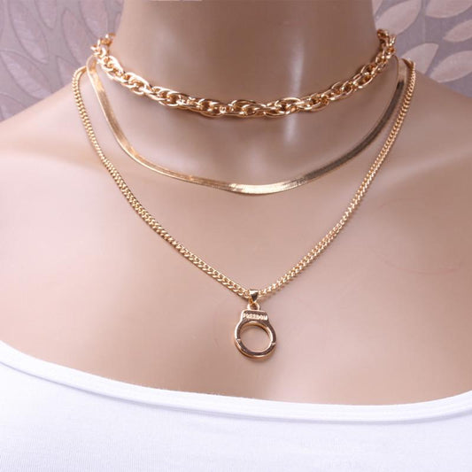Jewelry Retro Twist Chain Snake Bone Chain Necklace Hip Hop Multi-layer Versatile Tide Brand Letter Necklace