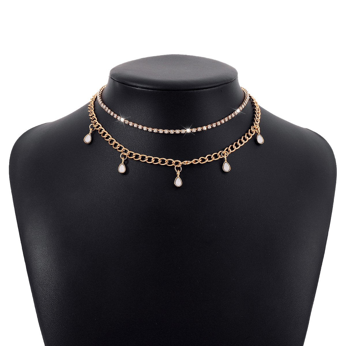 N1632 Simple and creative multi-layer necklace claw chain water drop tassel necklace sweet cool niche necklace