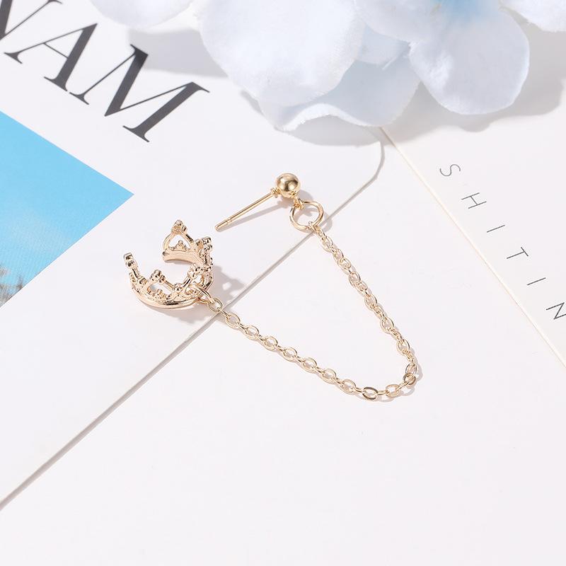 Long non-pierced earrings crown U-shaped ear clip hollow love retro earrings non-mainstream earrings