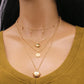 Trendy personality sequins peach heart pendant collarbone chain retro simple multi-layered necklace necklace