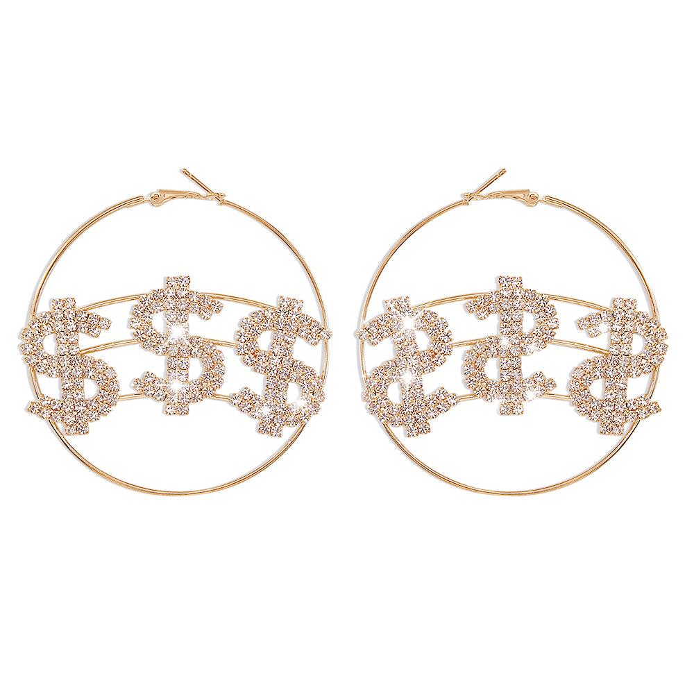 E152 Temperament and fashion earrings full of diamonds and dollar symbols trendy earrings design exaggerated new earrings