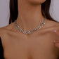 N1427 Double Love Geometric Necklace Micro-inlaid Niche Exaggerated Chain Necklace French Vintage Necklace Female