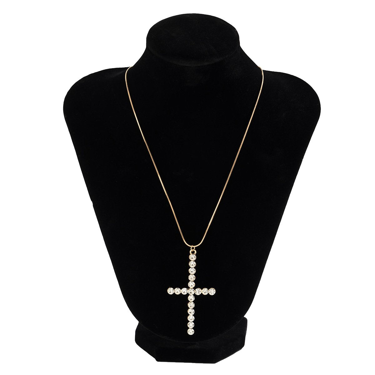 Jewelry Simple Micro-inlaid Rhinestone Cross Necklace Female Personality Metal Thin Chain Geometric Necklace