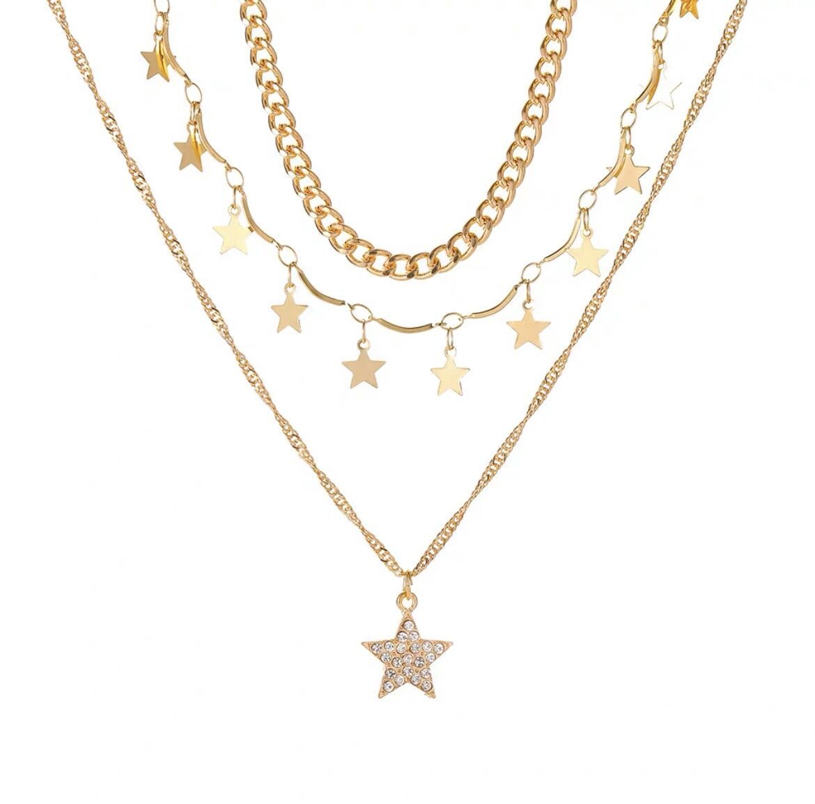 Jewelry multi-layer necklace hip-hop metal thin chain long clavicle chain autumn and winter high-end pendant