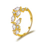 Jewelry temperament all-match zircon leaf ring Mori simple opening crystal leaf ring female