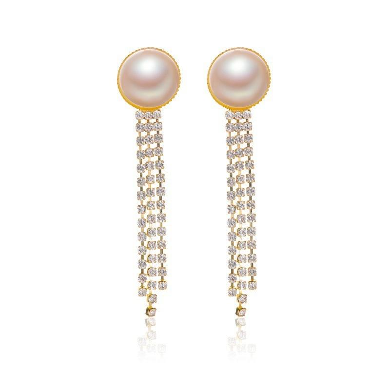 S925 silver needle baroque tassel pearl earrings retro high-end sense earrings temperament net red ins earrings