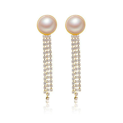 S925 silver needle baroque tassel pearl earrings retro high-end sense earrings temperament net red ins earrings