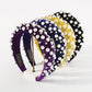 F492 Corduroy Retro Sponge High Skull Top Headband Female Imitation Pearl CCB Court Temperament Light Luxury Headband