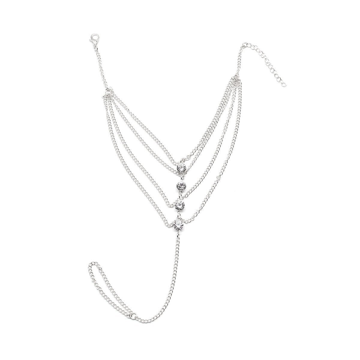 Rhinestone Decorated Layered Anklet Boutique Ladies Spring Jewelry