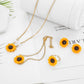 Necklace Earrings Four-piece Fashion Sunflower Pearl Pendant Set Cute Flower Clavicle Chain Female