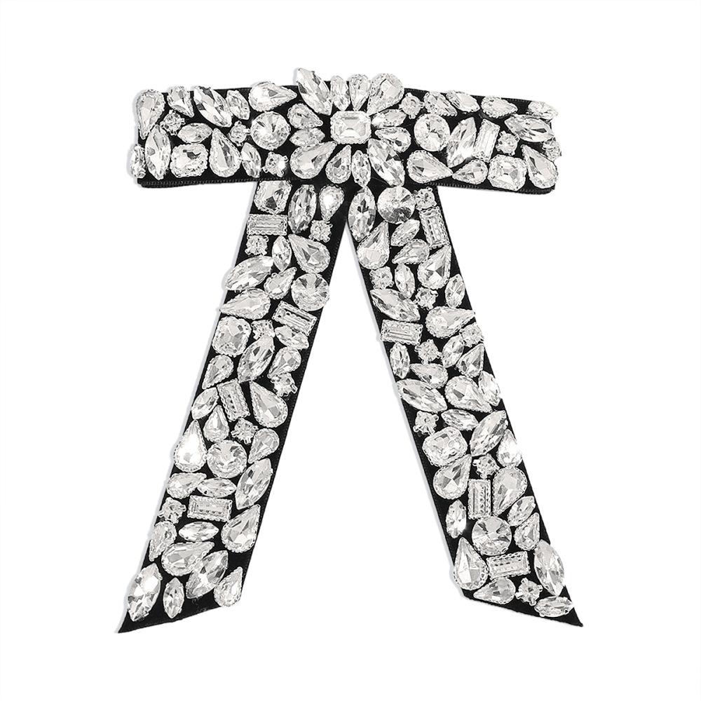 F3947 full diamond bow hair clip light luxury temperament spring clip net red ponytail clip