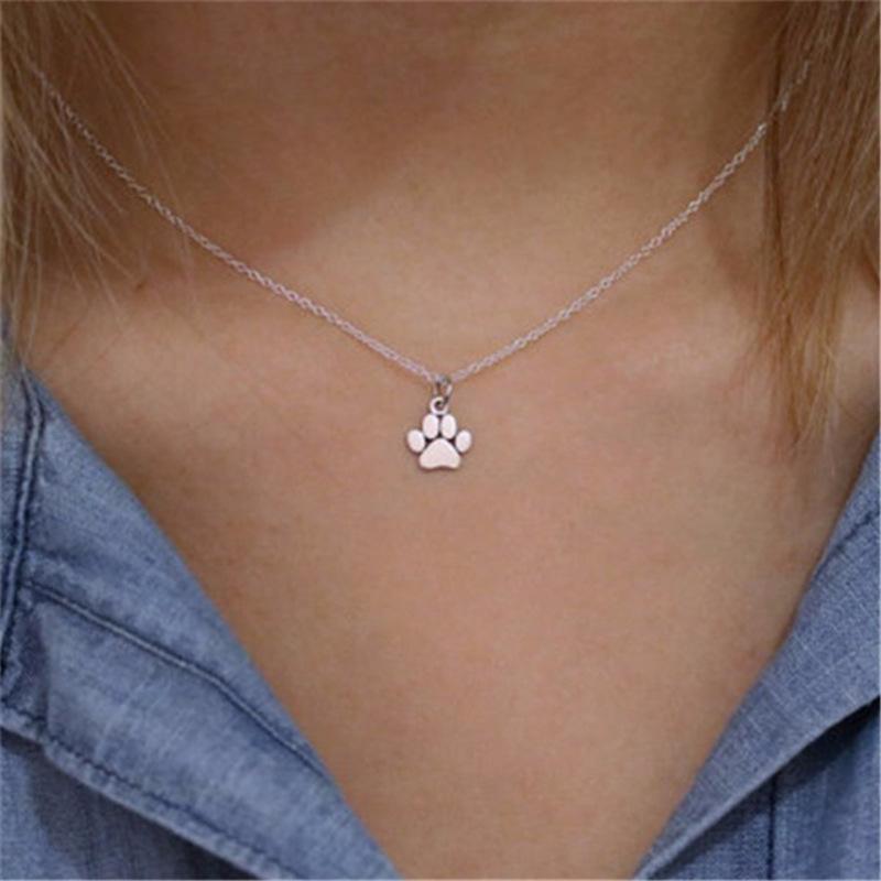 Jewelry Popular Cute Animal Cat Claw Foot Necklace Zinc Alloy Footprint Necklace