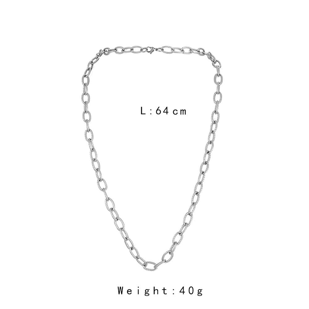ins fashion stainless steel twist brushed O word single chain necklace titanium steel hip hop simple exaggerated necklace men