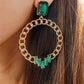 E1775 jewelry personalized hollow circle chain retro earrings micro-inlaid simple retro earrings