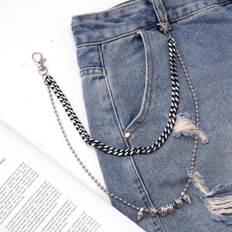 Hip-hop punk fashion metal waist chain personality popular double-layer jeans chain ins