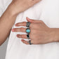 Trendy street photography luxury punk men's alloy creative personality exaggerated turquoise snake ring set