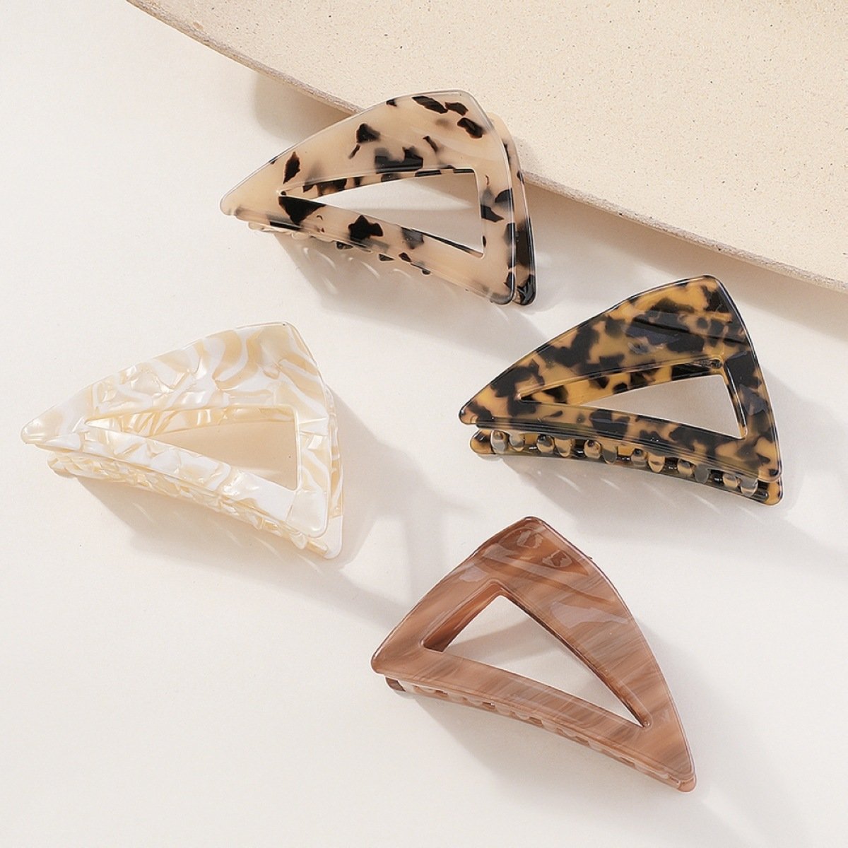 F351 Acrylic Acetate Sheet Triangular Claw Clip Female Retro Simple Lazy Net Red Hair Clip