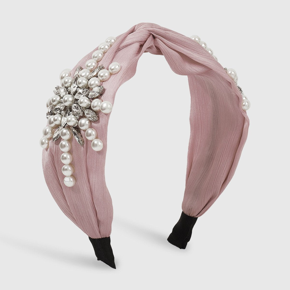 F4632 wide-brimmed solid color cross fashion headband pearl flower rhinestone temperament net red blogger light luxury headband female