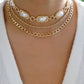 N182 jewelry personalized multi-layer twist Cuban chain imitation pearl necklace temperament geometric necklace